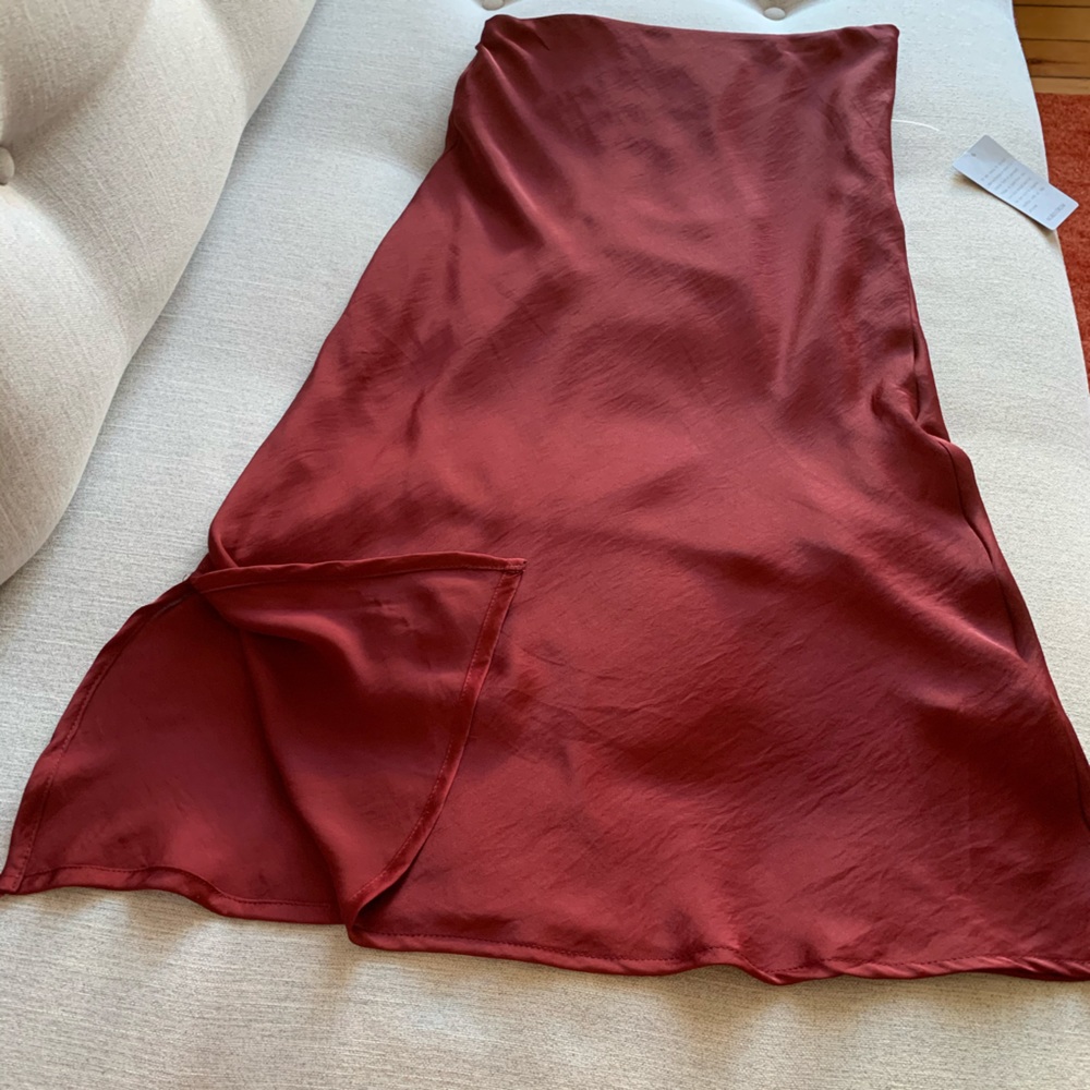 Wine Midi Slip Skirt